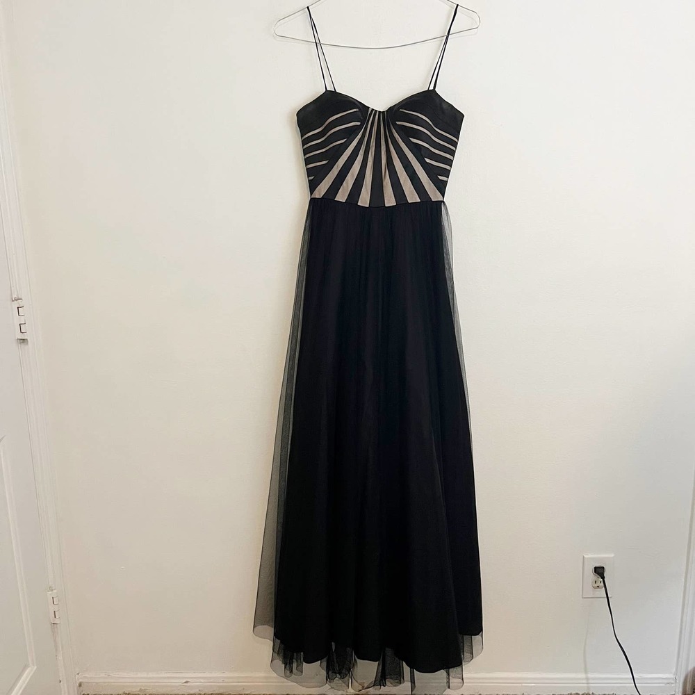 Aidan Mattox Formal Tulle Gown Women's Size 8 Black Bustier A Line Full Length